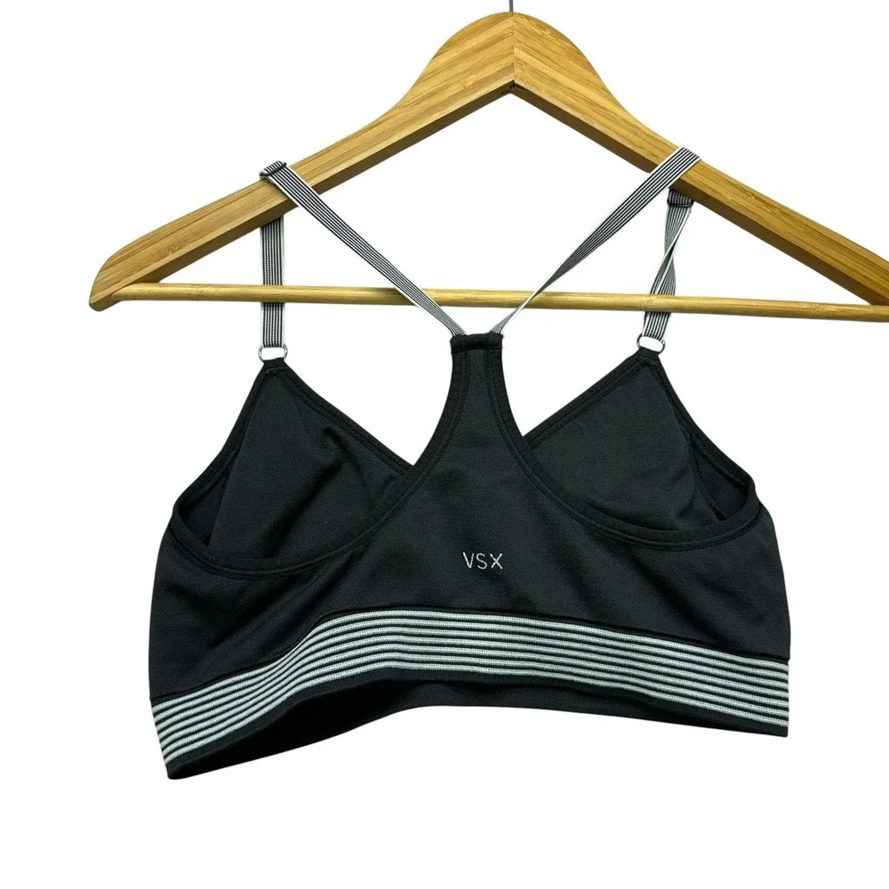 Victoria Secret VSX Womens Sports Bra Medium Black Pullover Racerback Adjustable